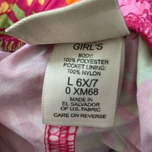 L.L. BEAN Pull-On Bright Floral Shorts/Swim, Pink/Blue/Multi, Girl's Size L 6X/7 - Picture 7 of 9